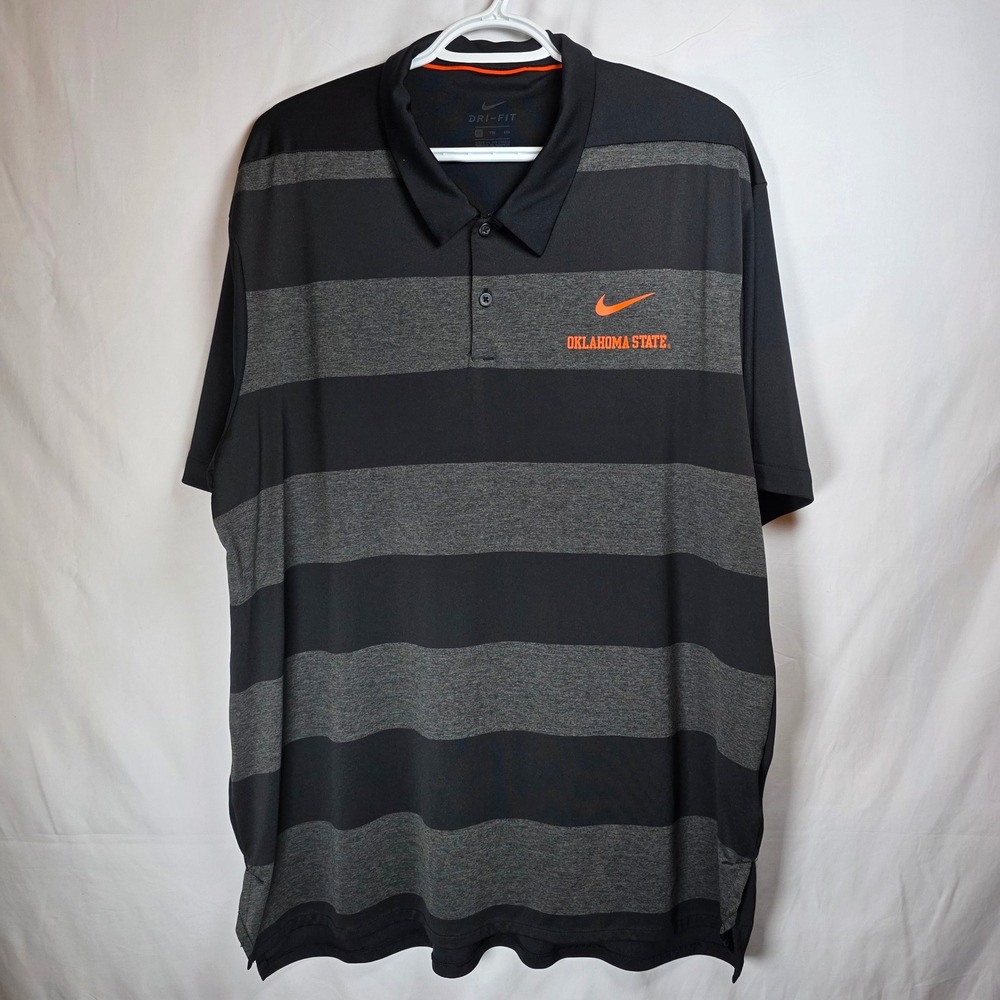 Nike Oklahoma State Cowboys Dri-FIT Striped Polo Men XXL Black Orange 35882X-OC1